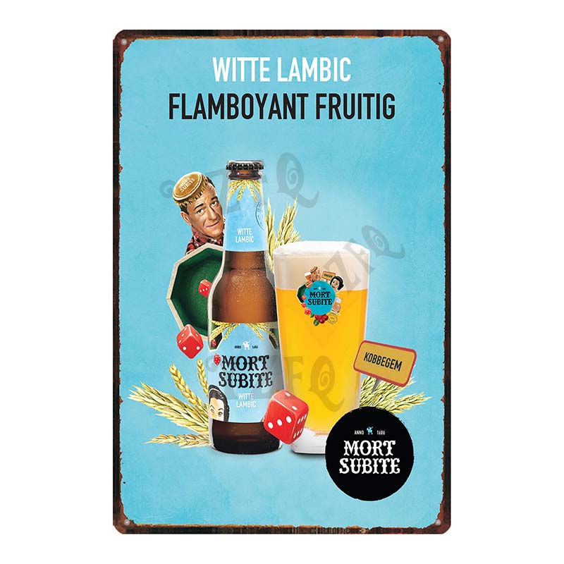Металлическая жестяная табличка Beer Paix Dieu Mort Subite Ретро-постер Affligem Для стены Бар Паб Искусство Кухня Кофе Домашний декор 30X20СМ DU-8499B