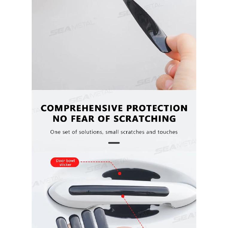 SEAMETAL Car Door Handle Protective Sticker Wear Resistant Scratch Resistant Black Protective Strip TPU Door Bowl Stickers