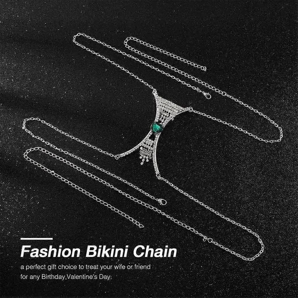 Silver Chest Chains Rhinestone Bikini Body Chain Party Bra Body Jewelry