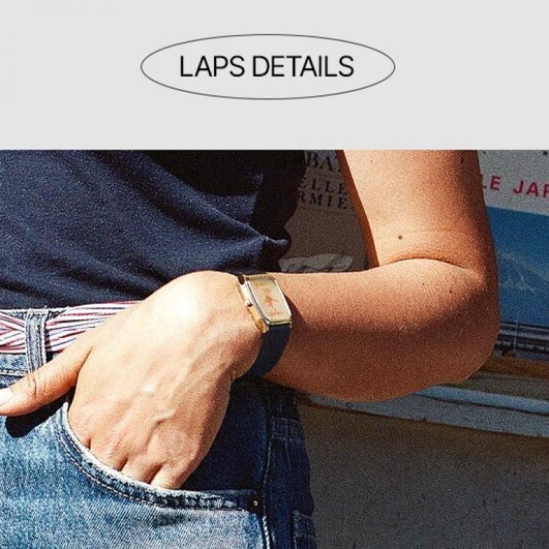 Ремешок Laps из индиго-кожи + 18-миллиметровый нейлоновый ремешок Оранжево-золотой Signature La Beaut