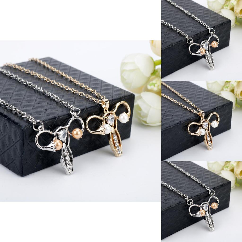 Trendy Uterine Modeling Pendant Necklace With Electroplated Alloy Chain For Women And Men