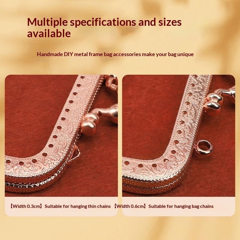 1Pcs 8.5-20Cm Metal Gold Embossed Bag Handle Purse Frame Kiss Clasp For Women'S Handbag Wallet Diy Handmade Bags Accessories