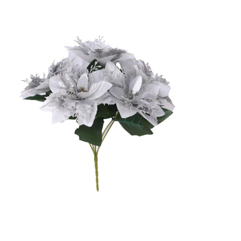 Рождественский искусственный букет пуансеттии Праздничное украшение в горшке с искусственными цветами Праздничный декор для дома в помещении Украшение для рождественской вечеринки