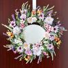 Artificial Flower Wreath Spring Festival Wreath Artificial Flower Wreath for Front Door Hallway Garden Farmhouses