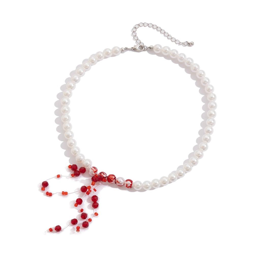 Multilayer Halloween Choker Imitation Crystal Beads Necklace Fashion Blood Drop Necklace Party