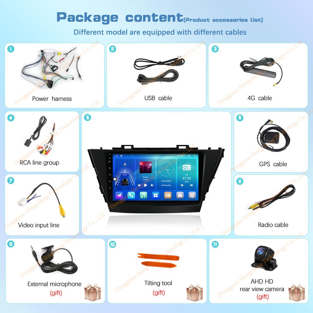 Автомобильный мультимедийный плеер 9" для Toyota Prius Plus Alpha 2012-2015GPS Навигация Радио Android12 8+128G 8-ядерный CarPlay 4G 360Камера