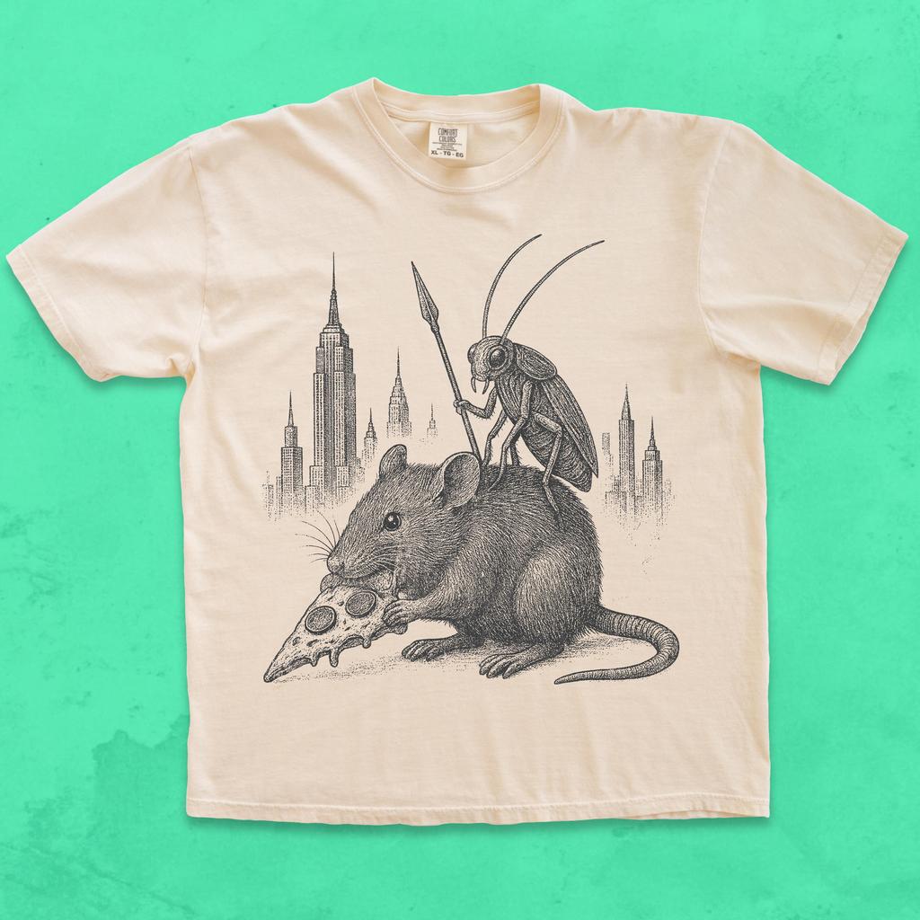 Comfort Colors Pizza Rat Shirt, Rat and Roach Graphic Tee, Funny Rat Shirt, NYC Rat Tee, Weirdcore Animal Shirt, Unhinged City Graphic Tee