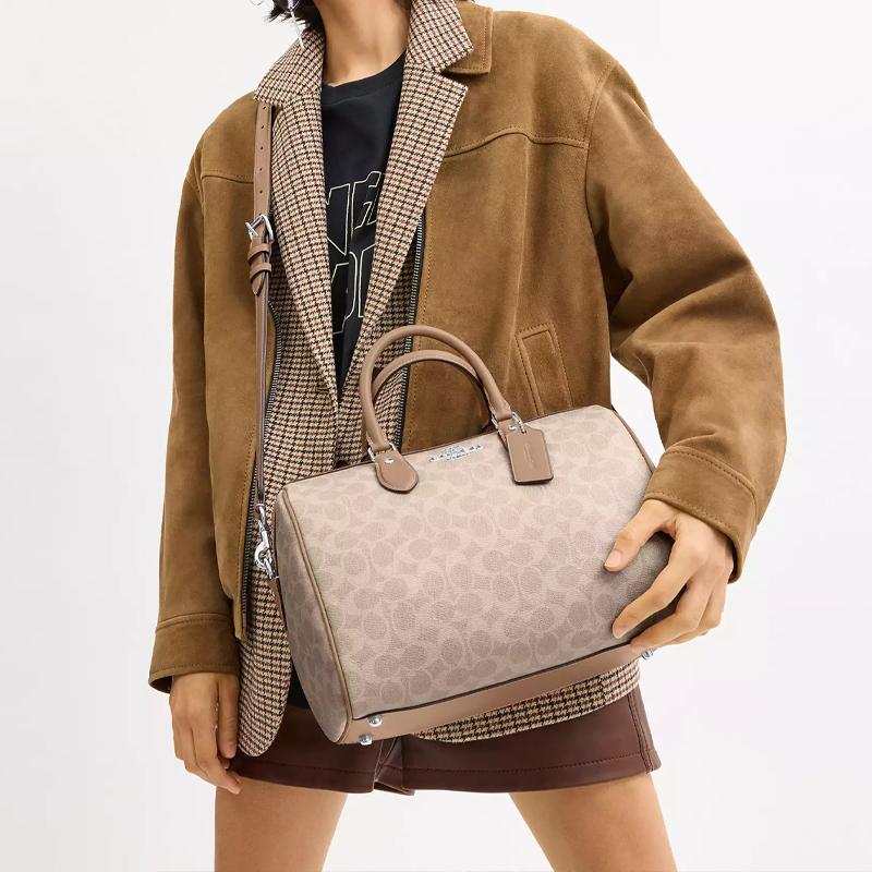 COACH Rowan Coated Canvas Crossbody One Shoulder Handbag Large Women's Sand CV959-SVPWH