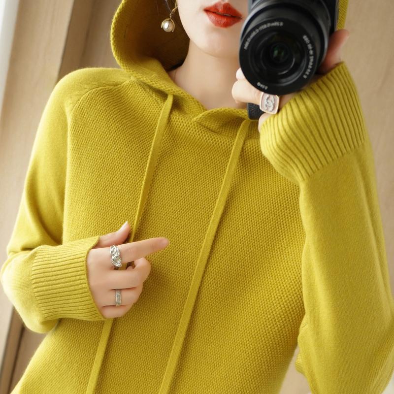 Women Knitted Hoodie Sweater MODERN NEW SAGA Winter Knitted Pullover Sweatshirt Autumn Soft Warm Wool Sweaters Female Jumper Knit Top
