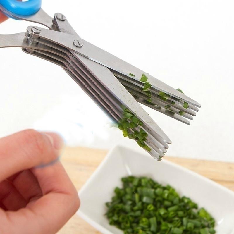 3/5 Layer Multi-function Stainless Steel Kitchen Knife Multi-layer Scissors Spices Scissors