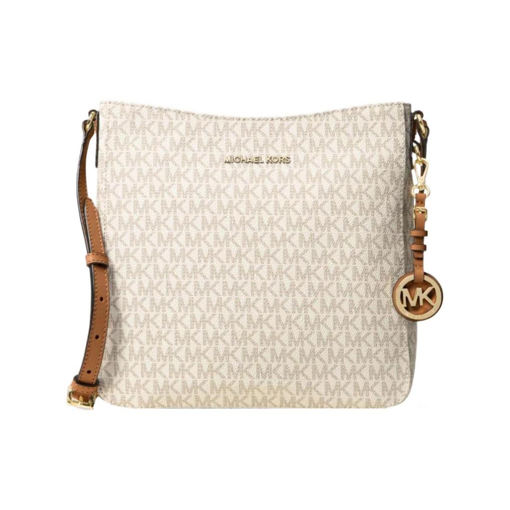 Michael Kors MK Jet Set Минималистичная Монограмма Дорожная Мода ПВХ Сумка-Мессенджер Женские Сумки Ванильно-Белая 30H6GTVM3V-VANILLA