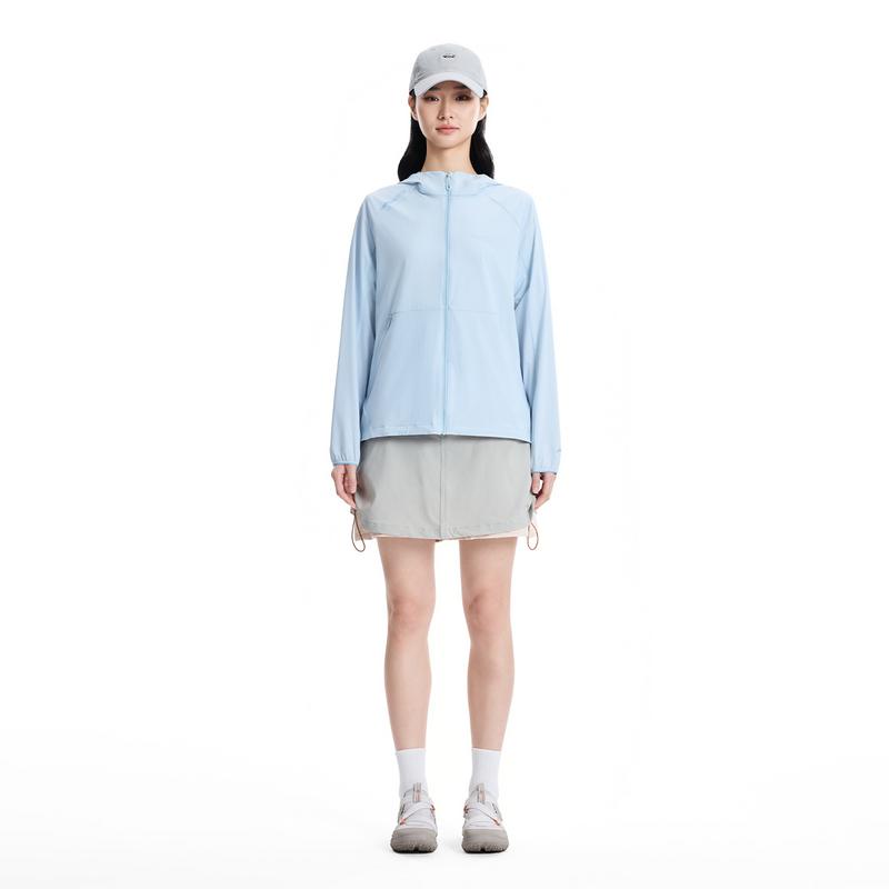 Li Ning Outdoor CF Легкая дышащая одежда с эффектом льда, удобная, защита от солнца UPF 50+, женская одежда, Цвет: Морозно-синий AFDW214-3
