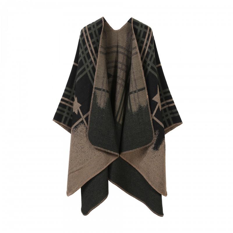 Elegant Vintage Shawl Cape Double-sided Tassel Split Travel Warmth