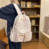 Simple Solid Color Female Backpack Double Pocket Drawstring Light Student Cute Travel Bow Joker College Student Bag