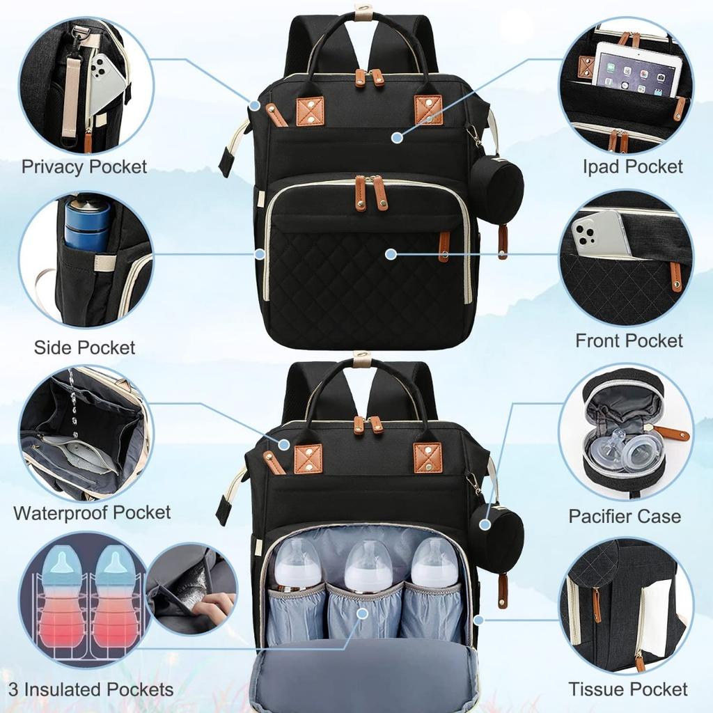 Multifunctional Diaper Bag Backpack Baby Bag, Baby Girl Boy Diaper Bag for Dad Mom , Large Capacity Nursing Diaper Bag