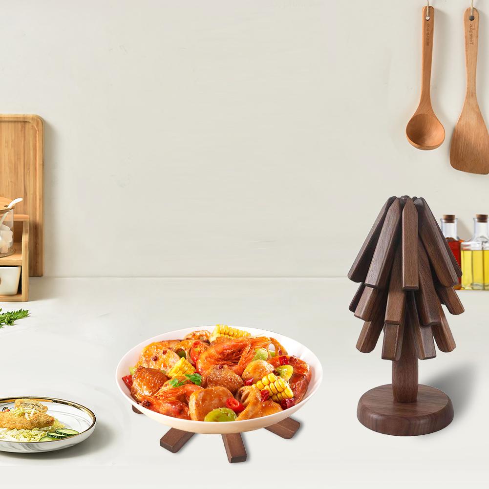 Подставка с дизайном дерева Деревянные подставки Нескользящие Декоративные Защищающие от ожогов Термостойкие Настольные коврики Деревянный настольный коврик для чайника, горячих кастрюль