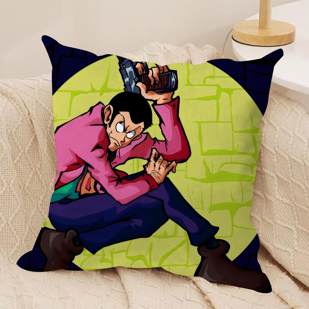 AArsene Lupin The Third Cushion Cover Silky Short Plush Invisible Zipper Dustproof Sofa Pillow Case for Home Decor