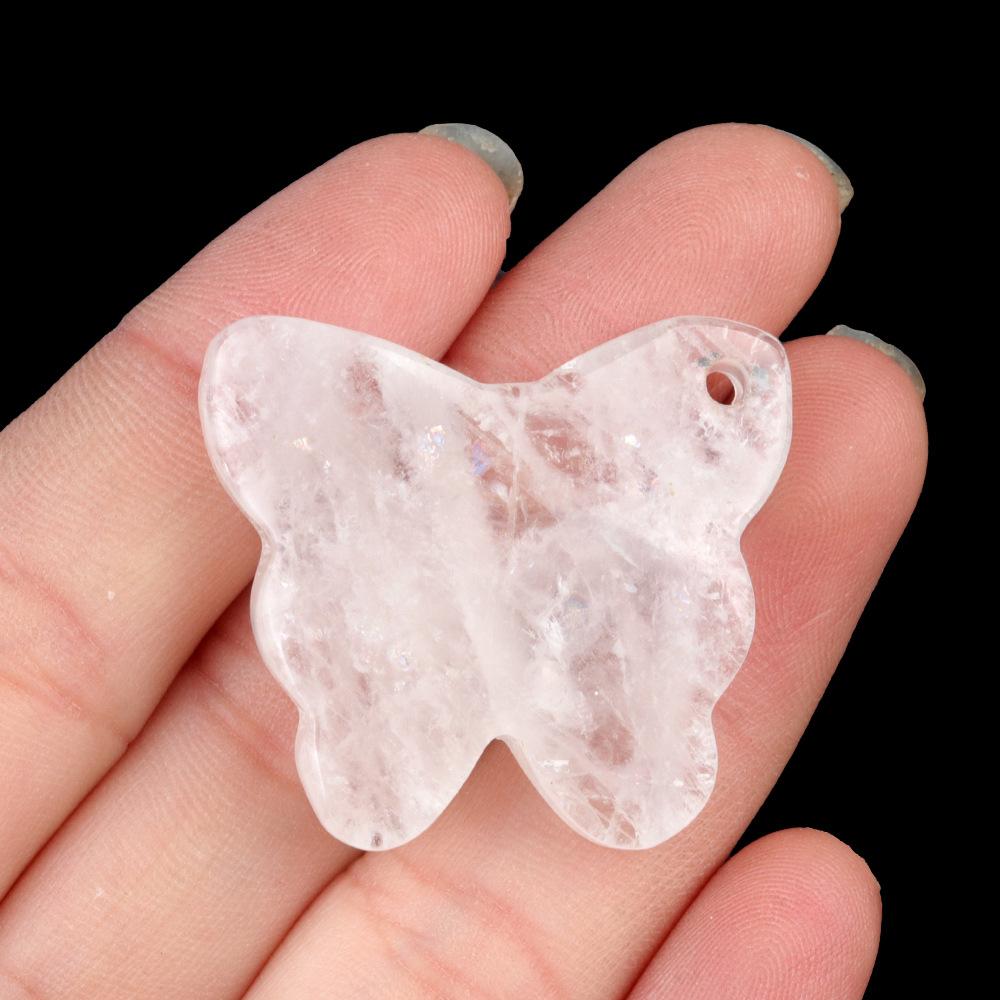 35*30 mm Natural Amethyst Quartz Stone Mini Butterfly Pendant for Gift Polished Gemstone Charm Pendant for Jewelry Making