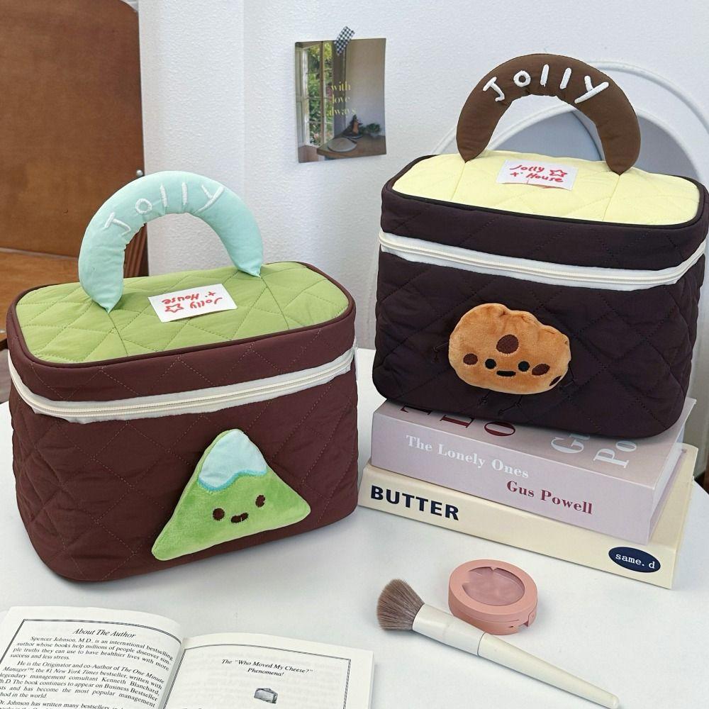 House-shaped Cute Cabin Makeup Bag Dopamine Color Toiletry Bag Simple Handheld Cosmetic Case Girls
