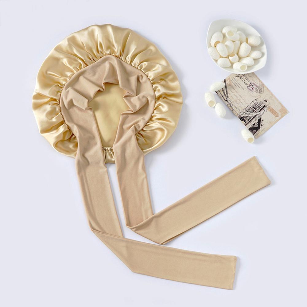 Женский спальный чепчик из 100% тутового шелка, большая шапочка для сна с широкой эластичной лентой для ухода за вьющимися волосами с косами дредов