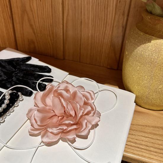 Ожерелье-чокер в стиле ретро с цветком, однотонное элегантное ожерелье с регулируемым воротником на шнуровке