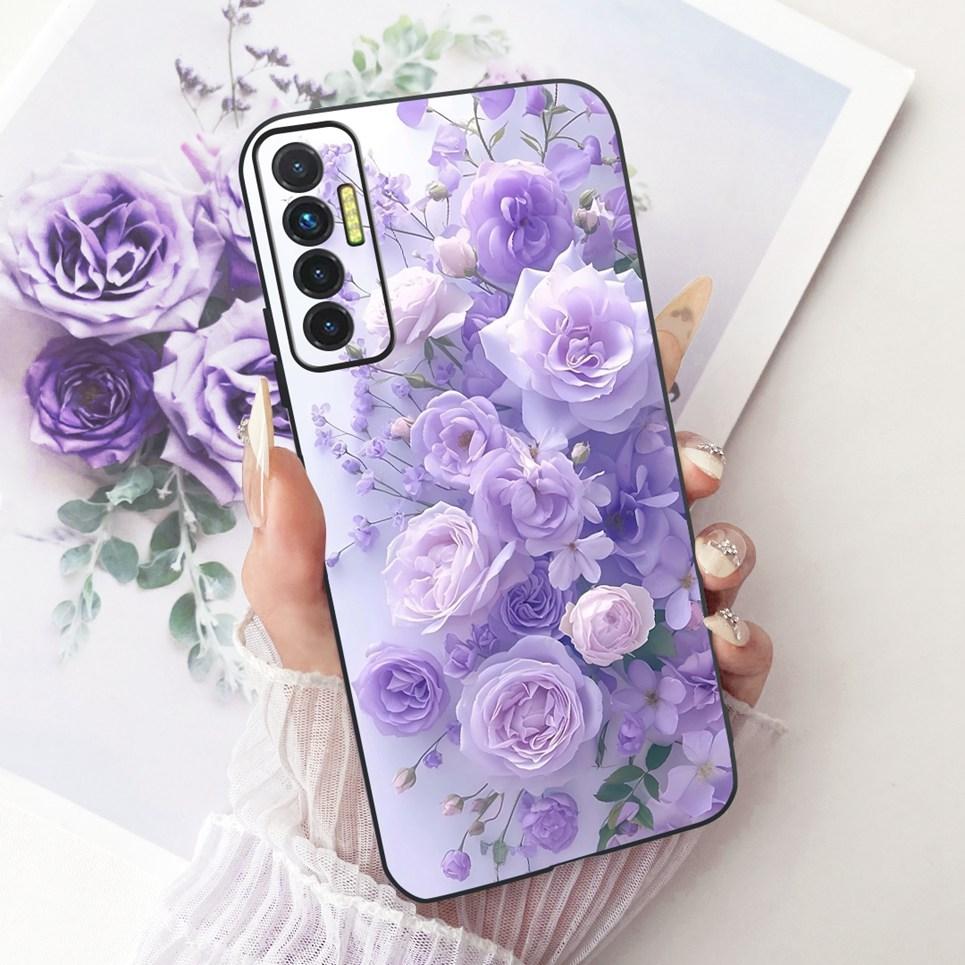 Чехол-накладка с узором из цветов, бабочек и бантов для Tecno Camon 17P 17 Pro, задняя крышка, прозрачный мягкий силиконовый чехол для телефона Camon17