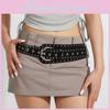 Punk Fashion Rivet Waist Belt With Alloy Pin Closure For Teen Street Style Outfits
