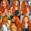 Long Body Wave Ginger Orange Wigs Synthetic Lace Wigs for Women Highlight Black Brown Middle Part Wig Cosplay Hair