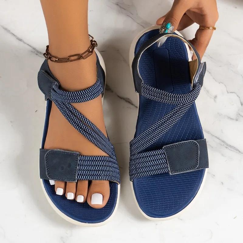 Female Shoes On Sale 2025 Open Toe Women's Sandals Plus Size Casual Sandals Women Round Toe Narrow Band Outdoor Ladies Shoes
