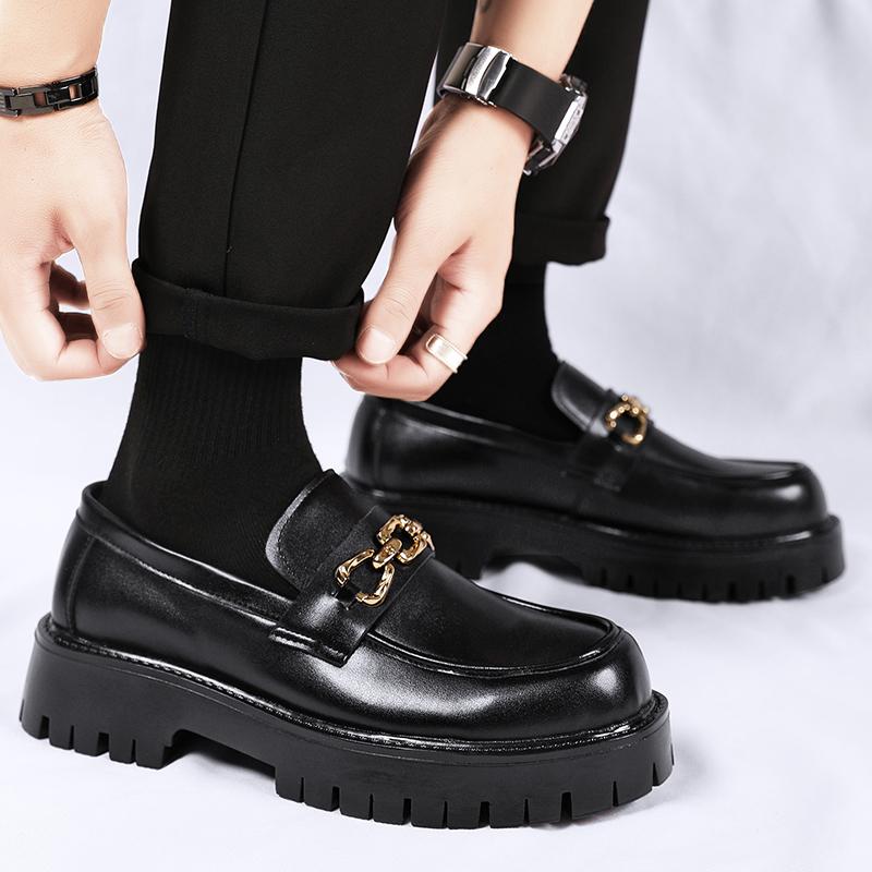 Итальянская модная мужская повседневная обувь, роскошные брендовые деловые туфли для мужчин, кожаные лоферы с толстой подошвой, мокасины, свадебные туфли