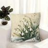 Snowdrop Pillow Cover Vintage Botanical Print Cushion Case Rustic Farmhouse Spring Decor Gift