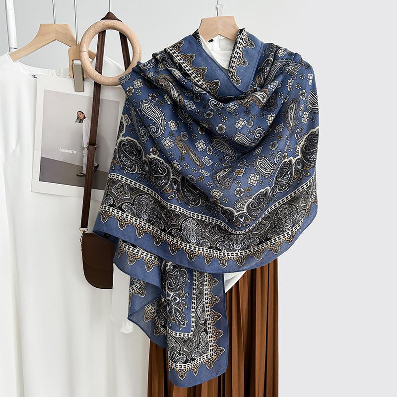 Vintage Cotton and Linen Elegant Temperament Scarf Mother's Day Surprise Gift Women's Design Sense Fashion Personality Outer Shawl