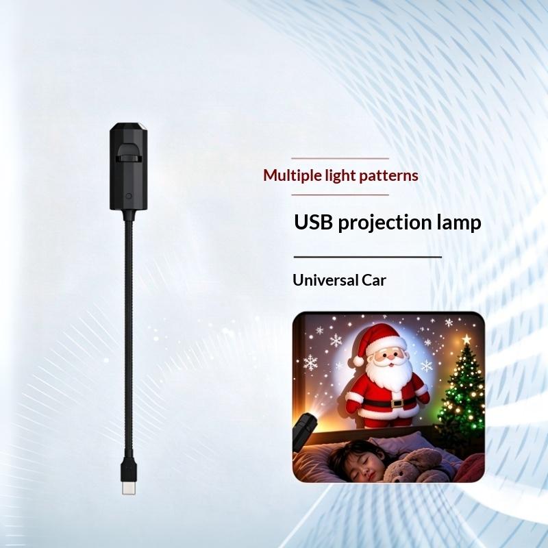 USB Рождественская проекционная лампа, проектор с рождественскими слайдами, мультяшный снеговик, пряничный человечек, Санта, для помещений, автомобиля, Рождественский декор