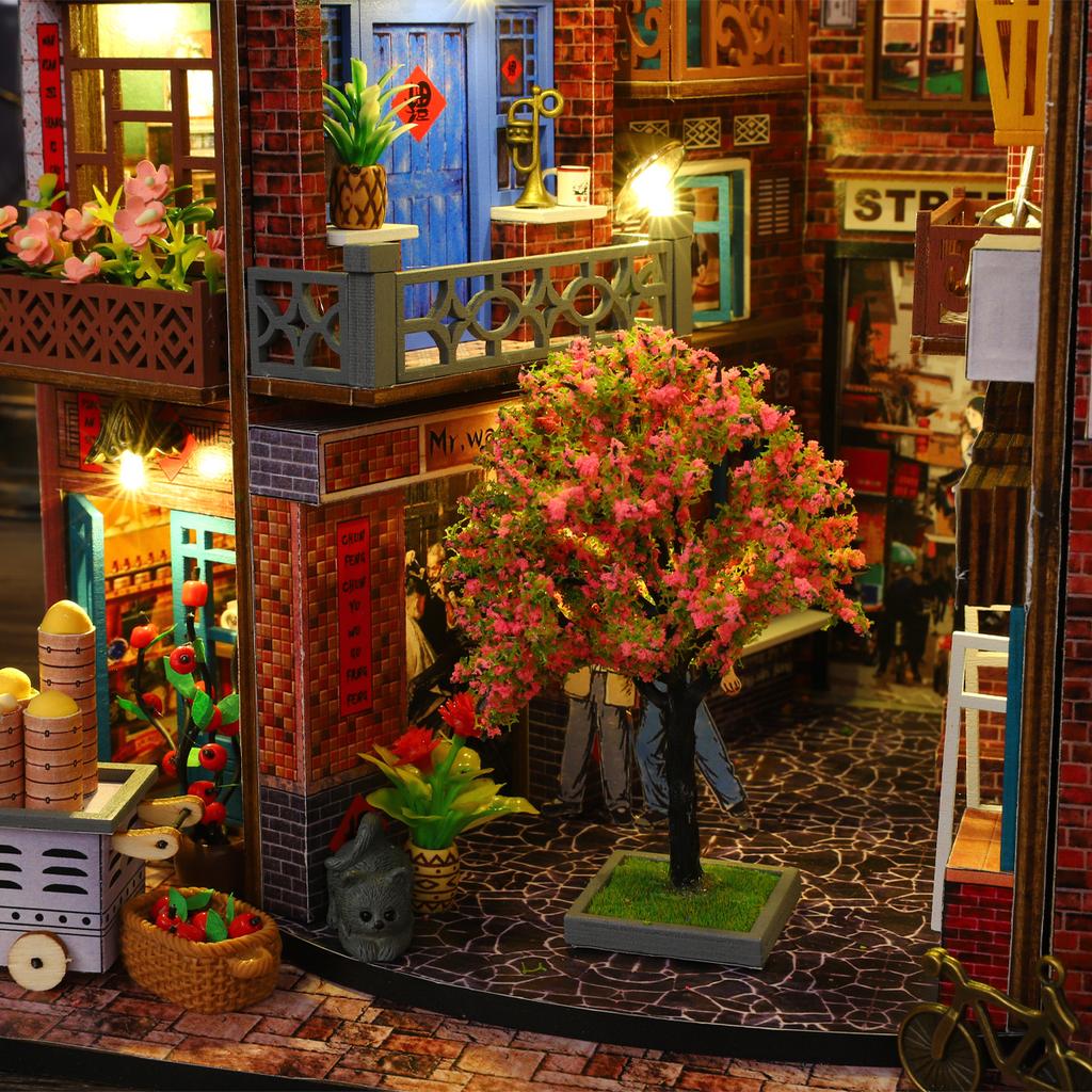 DIY Деревянный Миниатюрный Модельный Комплект Китайский Уличный Вид Casa 3D Головоломка Вилла Кукольный Домик с Мебелью Освещение Домашний Декор Подарки