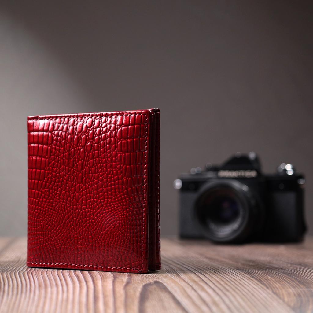 Compact Wallet for Women Made of Genuine Patent Leather ST Leather 22687 Red