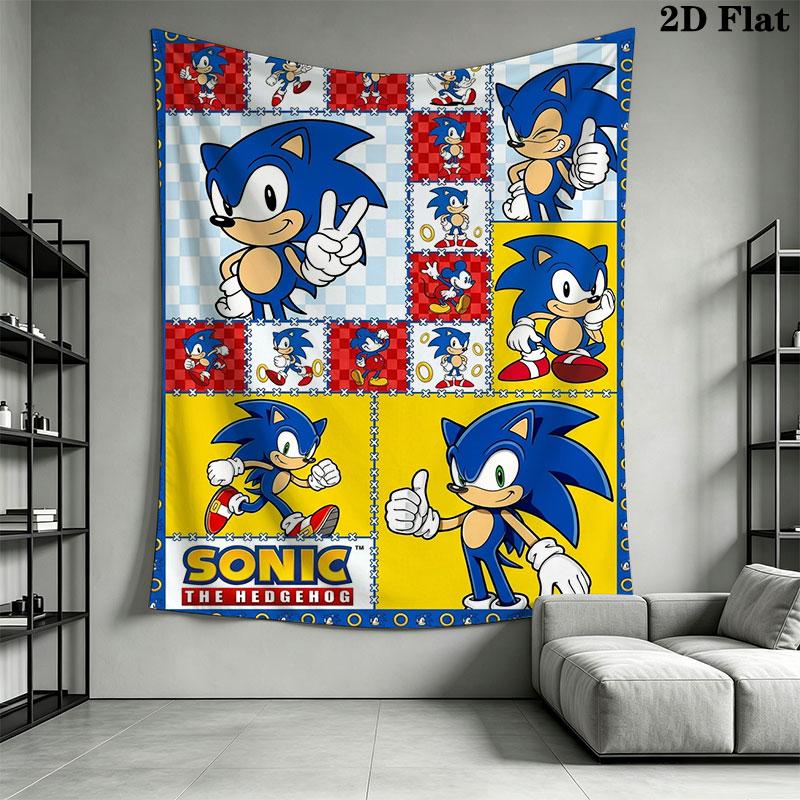 Hedgehog Sonic Soar Wall Hanging Printed Fabric Blanket Decorative Tapestries for Bedroom Living Room Home Decor
