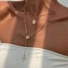 Salircon Hip Hop 2Pcs/Set Unique Cross Pendant Necklace for Women Fashion Metal Collarbone Chain Y2K Party Jewelry Gift New