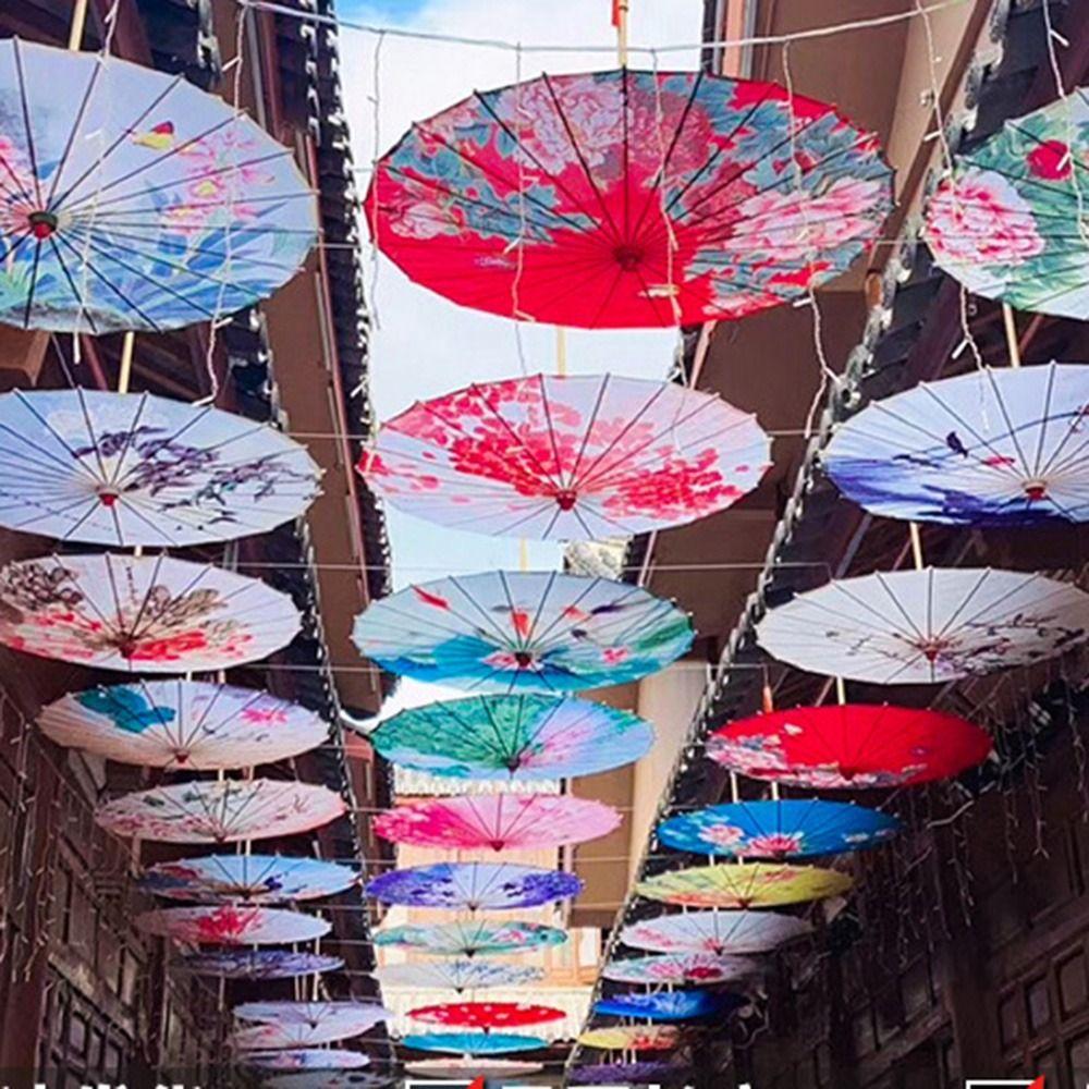 Китайский шелковый зонт ручной работы, винтажный зонт-палка, прочный промасленный бумажный зонт для фотографии