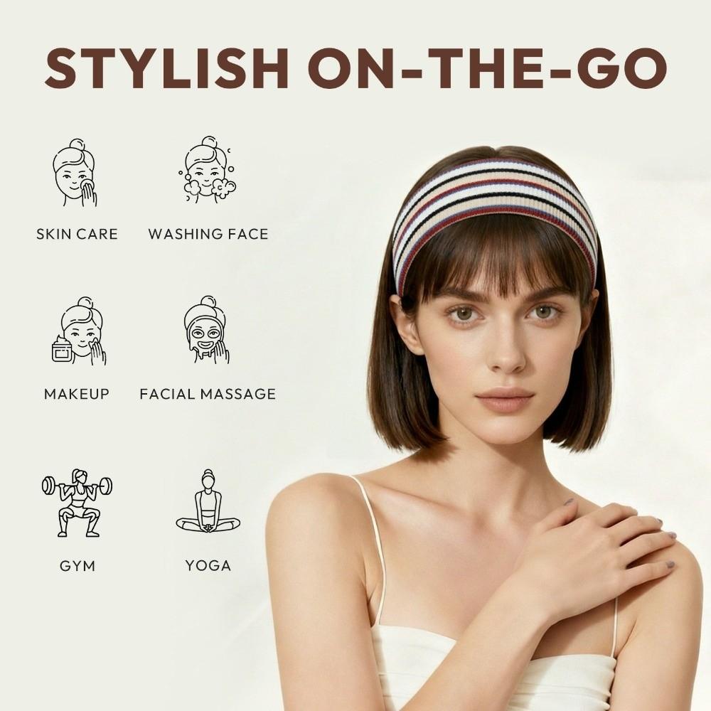 Soft Striped Headband Elastic Yoga Hairband Sweet Sports Headwrap Pilates
