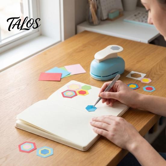 Portable Craft Punch Hexagon Paper for Crafts, Professional Hole Puncher, Scrapbook Handheld Shape Puncher DIY Arts Cardboard, Greeting Cards Metal