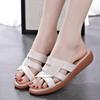Women Open Toe Beach Shoes Women'S Hollow Solid Color Thick Soled Slippers Large Size Spring And Summer Sandalias