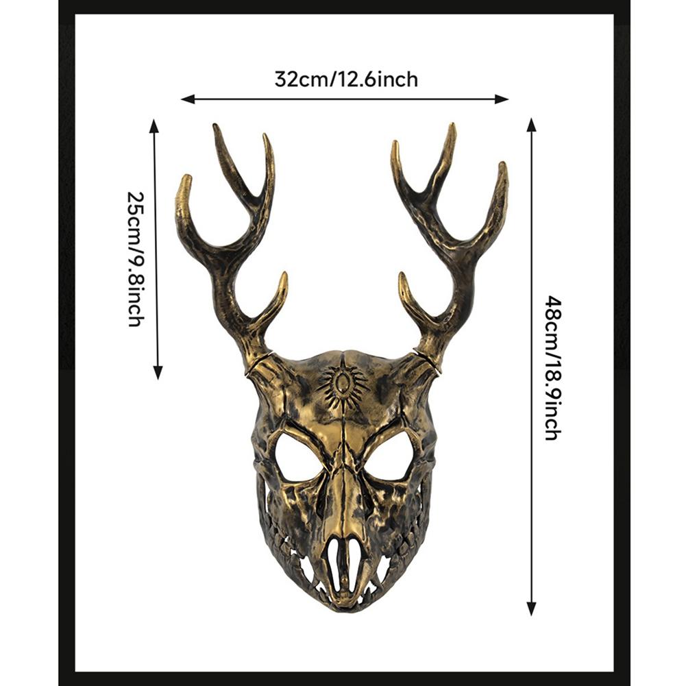 RP Sheep Bone Antler Mask Detachable Outlander Character Props Halloween COS Accessories Painted Gold Sheep Bone Mask