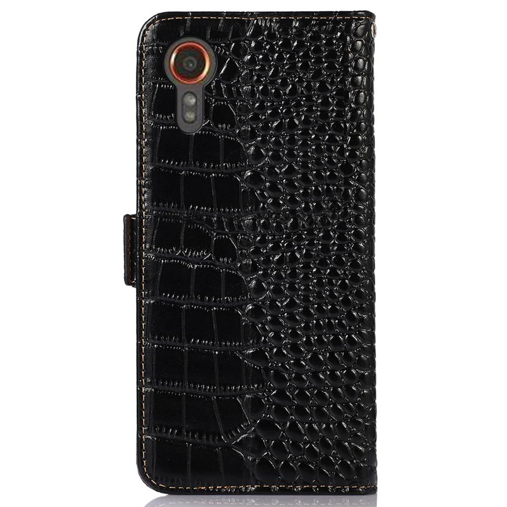 For Samsung Galaxy Xcover7 Wallet Case RFID Blocking Genuine Cow Leather Cover