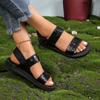 Women's Solid Color Flat Sandals, Casual Open Toe Summer Shoes, Lightweight Ankle Strap Sandals