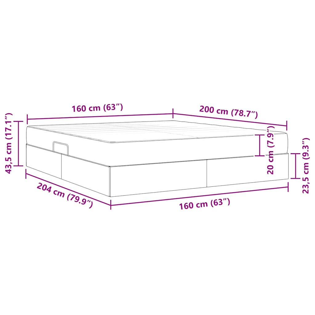 Storage Bed with Mattress Pink 160 x 200 cm Velvet