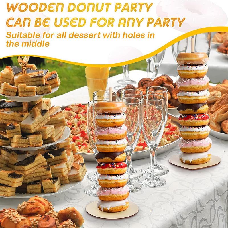 Wooden Doughnut Holder Dessert Display Rack Dim Sum Bread Sales Rack Donut Stand Birthday Party Wedding Table Decoration