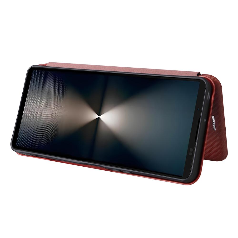 Чехол для Sony Xperia 1 VII с текстурой углеродного волокна, противоударный, из ПУ кожи, чехол для телефона