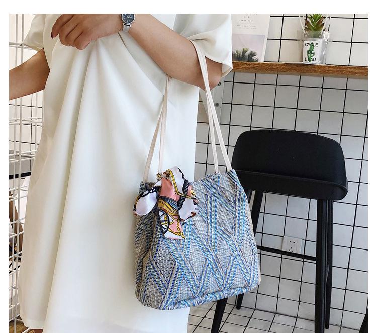 Женская соломенная сумка SCIONE с шелковым шарфом