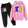 Children Clothing Hoodies +Pant Set Girls Boys3-12 Years Basketball 24 Print Toddler Leisure Coat Sports Suit Spring Autumn