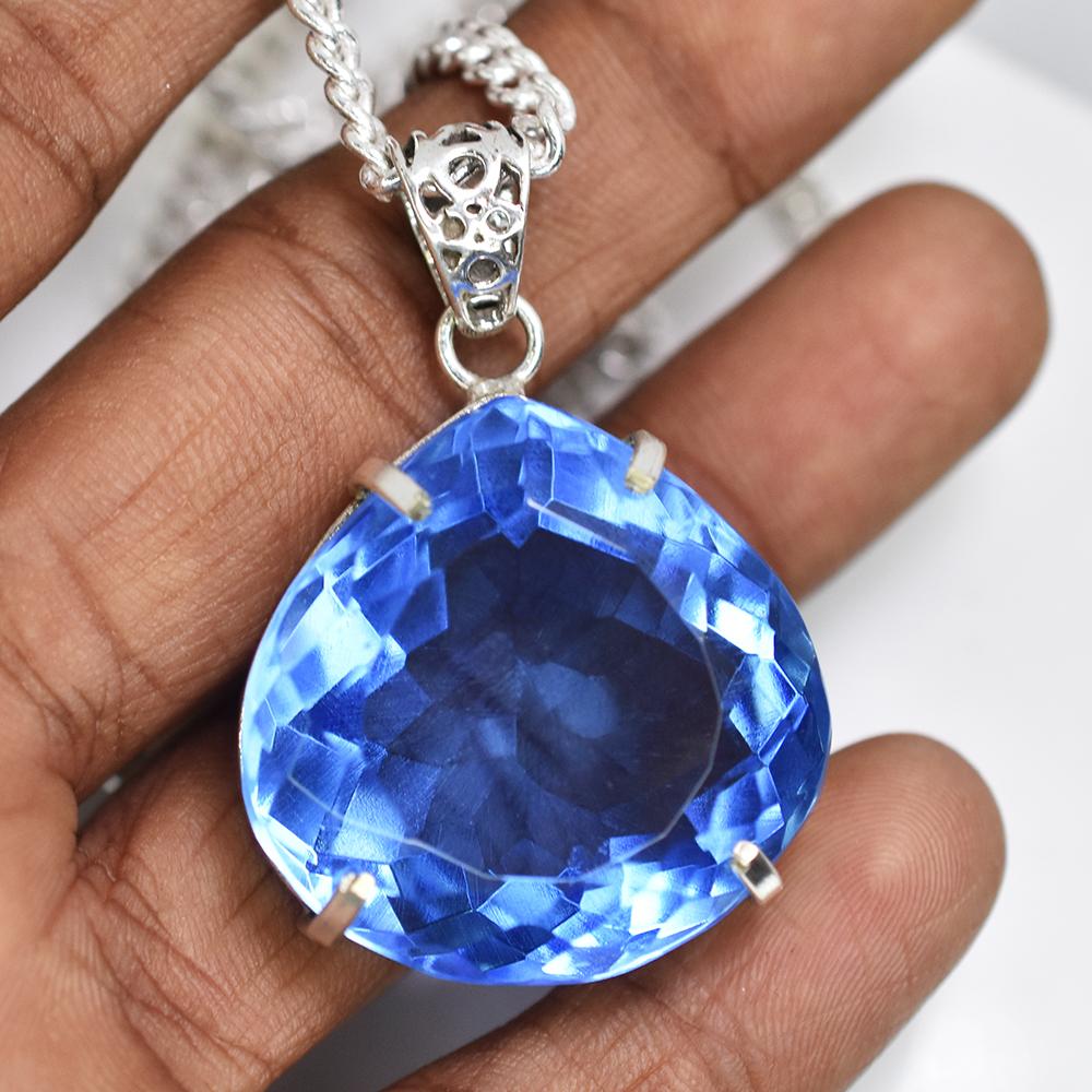 Lab Grown 110.4 Ct CERTIFIED Blue Topaz Pear Pendant A Grade Jewelry Gems AI-93-NS